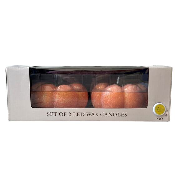 Gardener's Eden LED Wax PUMPKIN Candles Set of 2 Fall Decor Orange NIB - Picture 10 of 12